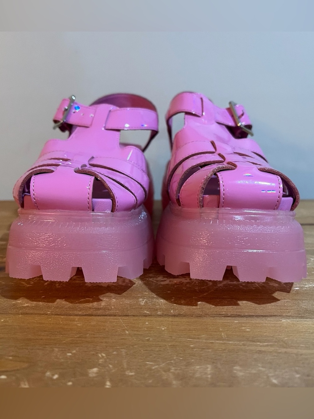 Katy Perry Women's Geli Combat Fisherman Buckle Sandal Pink Size 5 - Picture 3 of 9